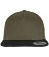 F6007 6007 Flexfit Classic 5 Panel Snapback Cap Olive Green / Black colour image